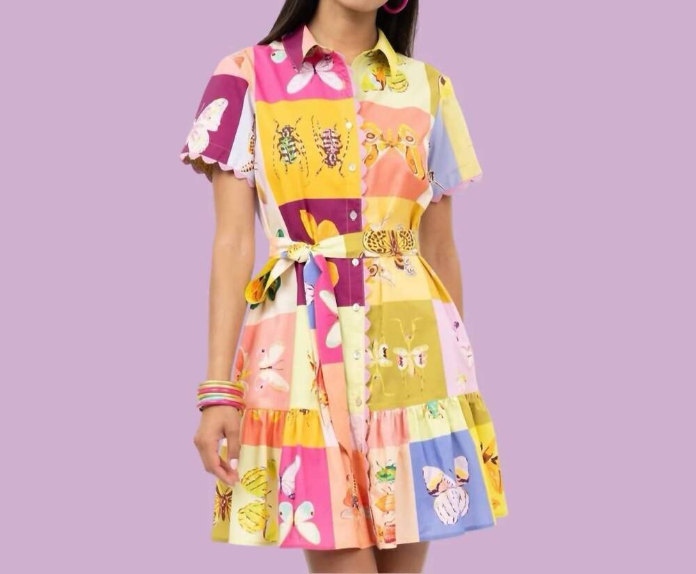 NEW UNCLE FRANK the patchwork mini dress in multicolor